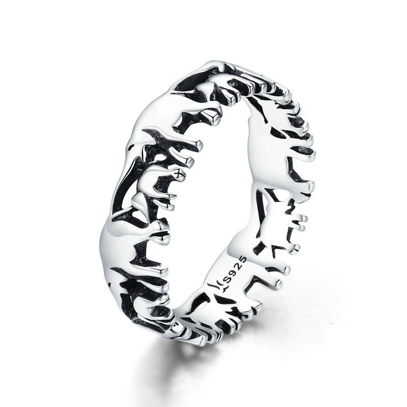 

Trendy 100% 925 Sterling Silver Stackable Animal Collection Elephant Family Finger Rings for Women Silver Jewelry