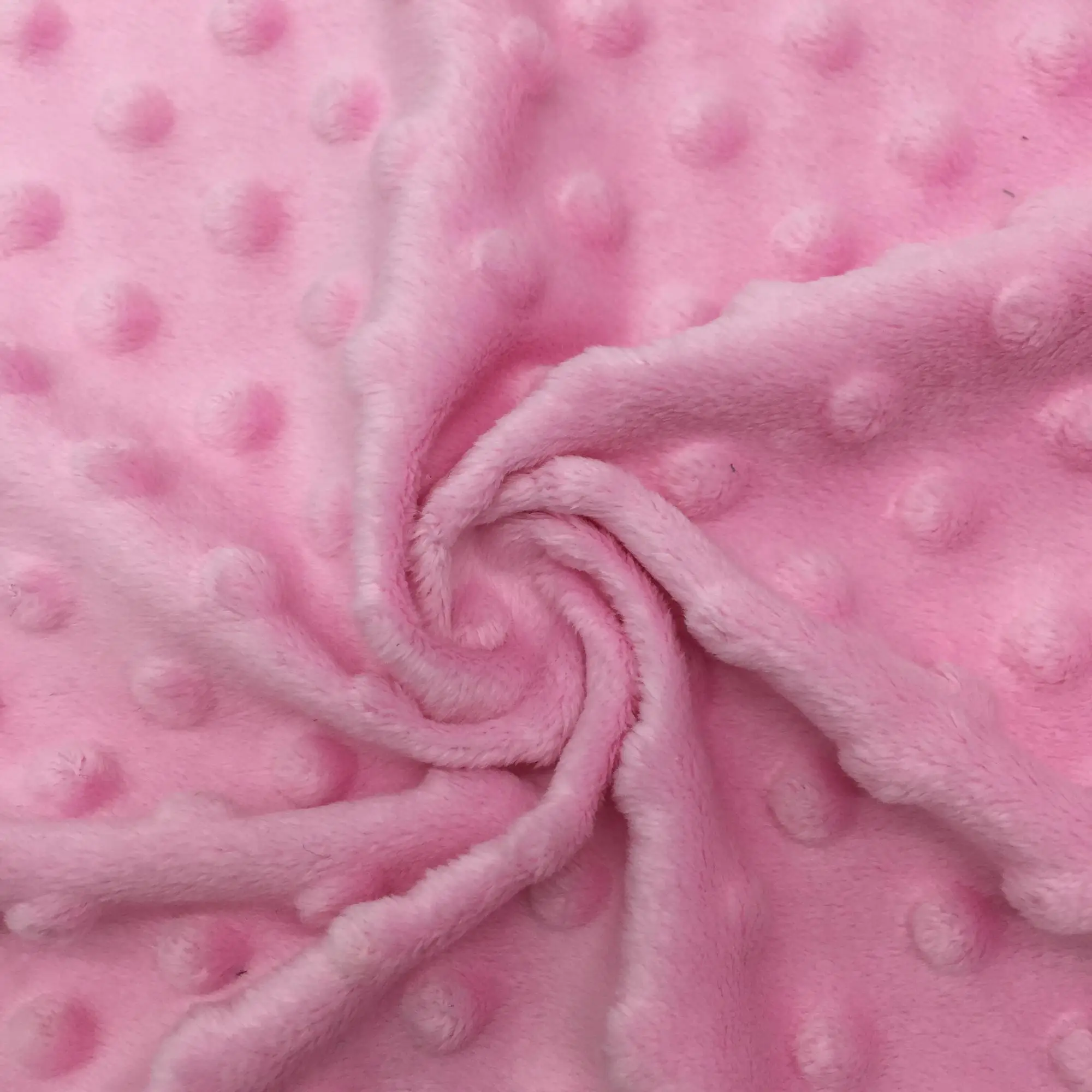 100 Polyester Embossed Knitting Soft Minky Dot Plush Velboa Fabric For