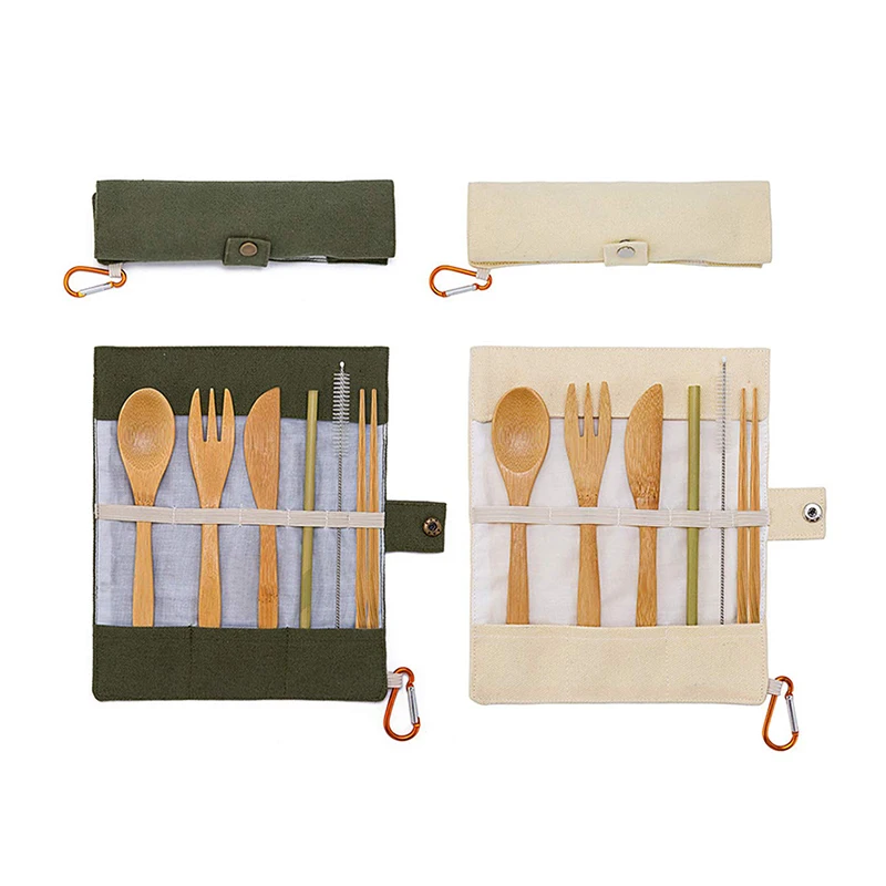 

Fashion Hard 6 Piece 100% Natural Outdoor Barbecue Reusable Bamboo Cutlery Travel Set, Customized color