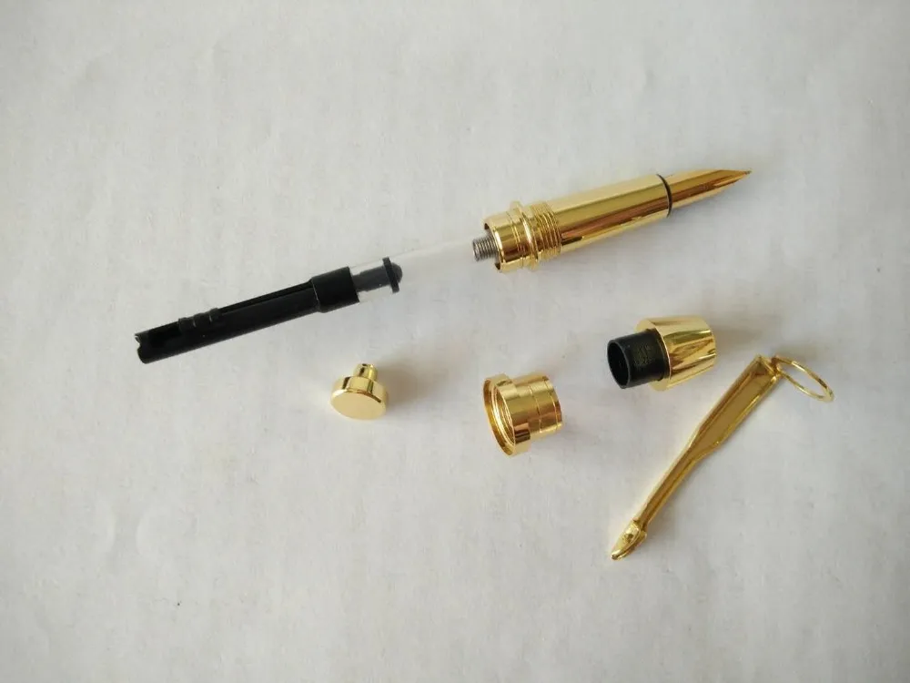 Wood Craft Diy Fountain Pen Woodturning Kits Chrome Gold Finish Metal ...