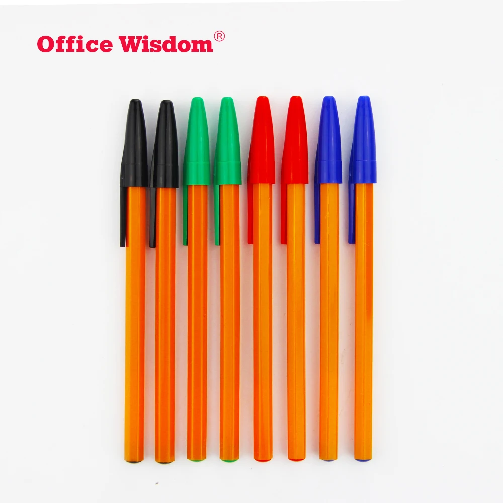 Hot Sell Simple Plastic Stick Ball Point Pen Classic Style Yellow