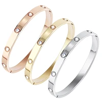 

2020 Ladies Crystal Stone Cuff Stainless Steel Jewelry Engraved Love Screw Bracelet Bangle