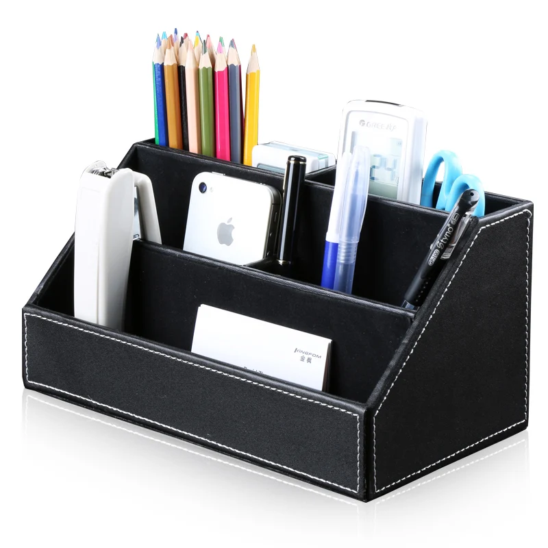 

Office Stationery Desk Organizer Fashionable Leather Storage Box