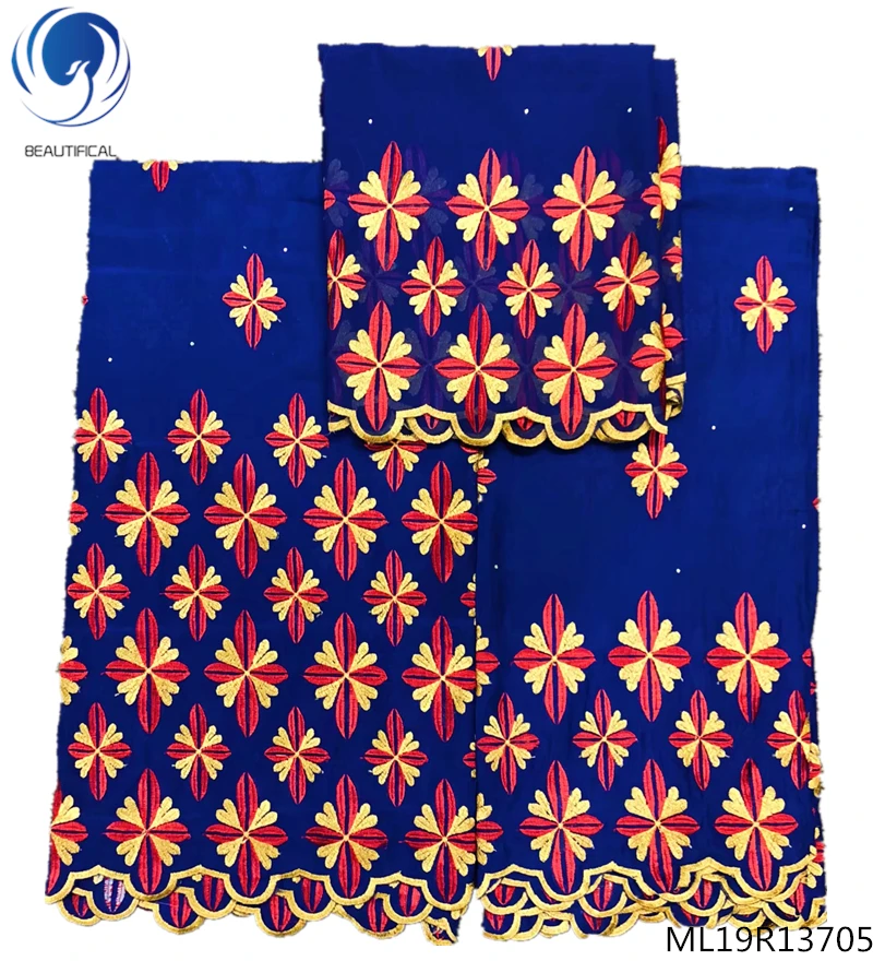 

Beautifical New arrival blue african lace fabrics embroidery 2yards + 2yards swiss lace + 2yars tulle lace ML19R137, Can be customized