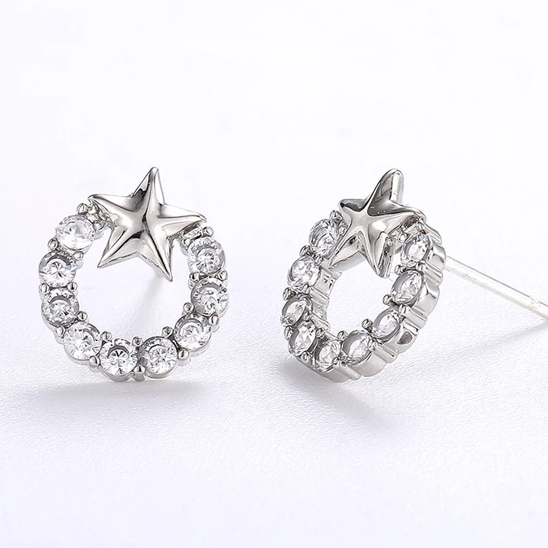 

Lateefah 2019 Fashion Silver Round Earrings Creative Earrings Star Cute Earrings For Women Jewelry