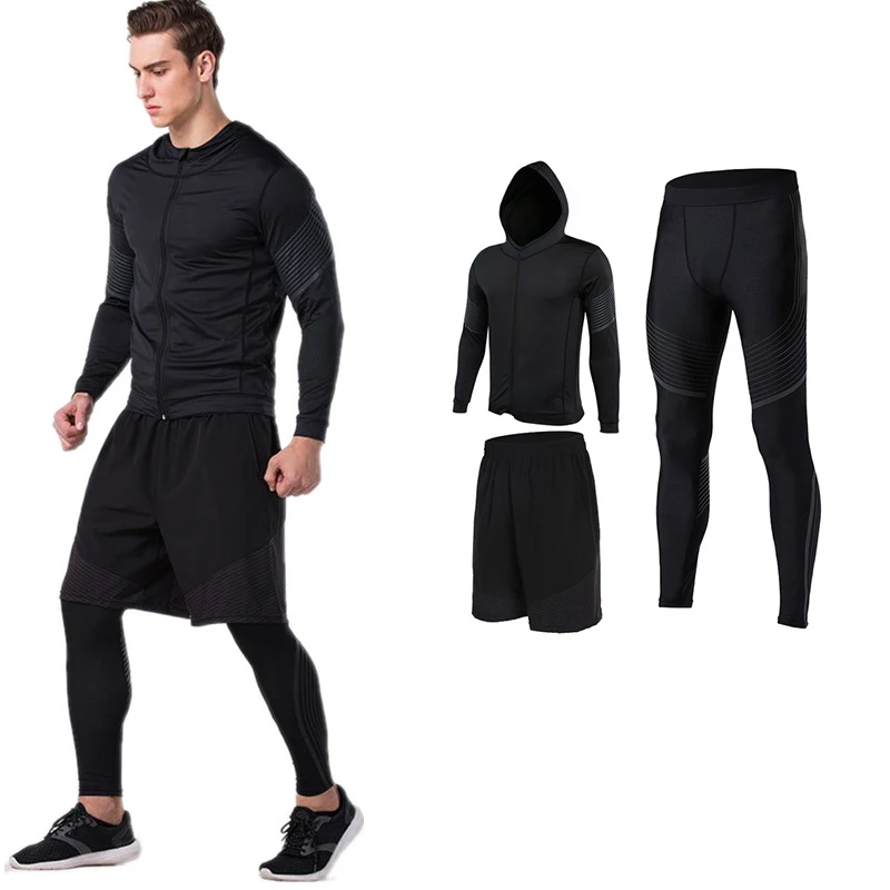 

Jogging Suit Men's Compression Leggings, Short Pants, Hoodies Fitness Set