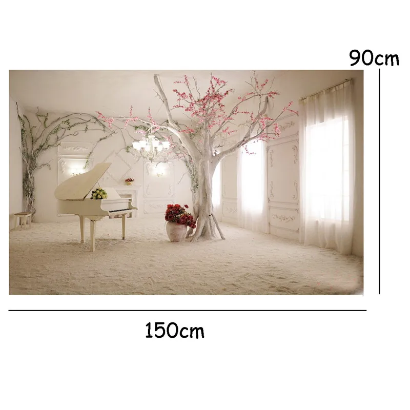

5x3FT indoor scenery vinyl Photography Background For Studio Photo Props piano and tree Photographic Backdrops 150 x 90cm