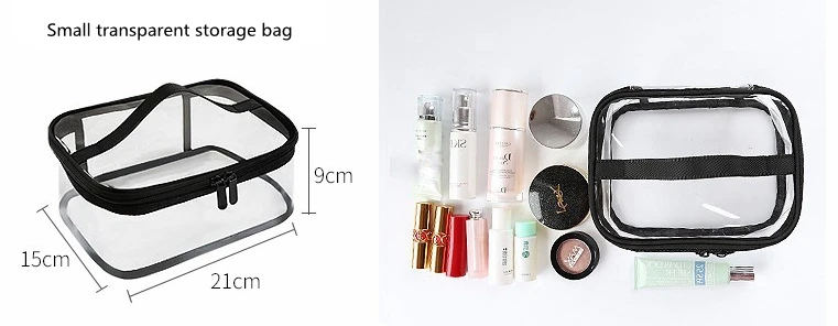 Customized in a variety of sizes and shapes transparent waterproof zipper bag travel storage pvc wash bag