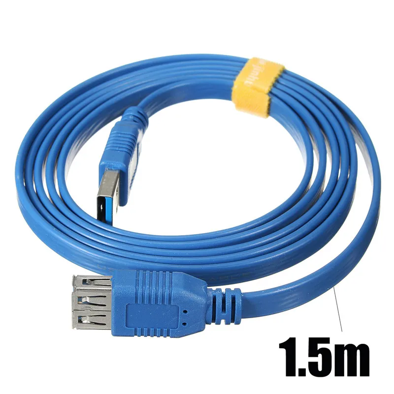 

1.5m 5ft USB3.0 Extension Cable Flat Slim Wire A Male to USB 3.0 Type A Female Fastspeed Data Transfer Extension Cable PC Laptop