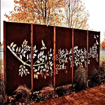 Corten Steel Laser Cut Perforated Metal Screen For Divider Decorative ...