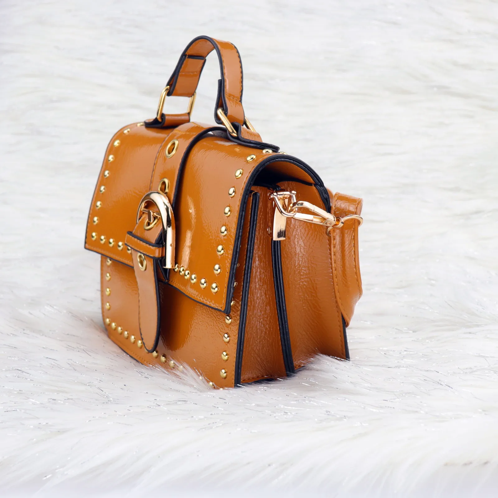 ANGEDANLIA square tan leather bag on sale for work-7