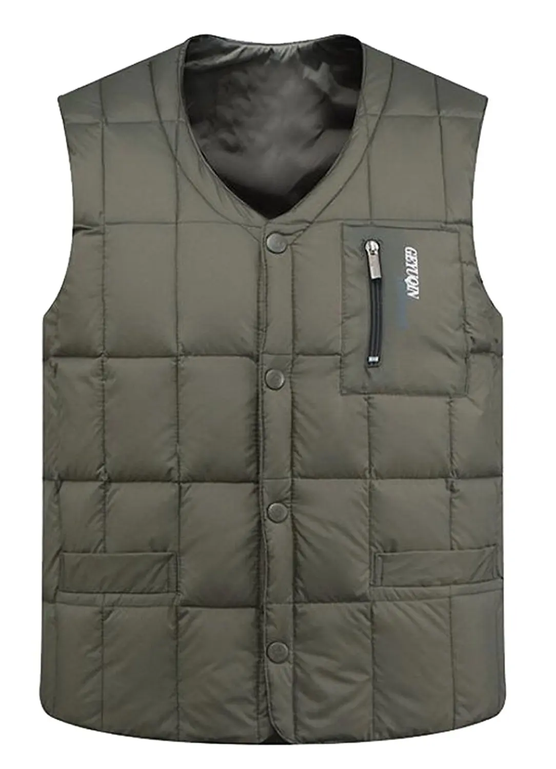 XQS Mens Stand Collar Quilted Down Vest Slim Puffer Vest