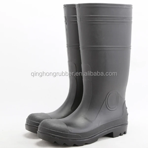 high quality shoes factory men's PVC high gun boots with steel safety shoes