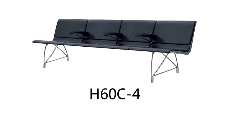 Public Leather Waiting Bench Chair For Barber Shop Aluminium Seat