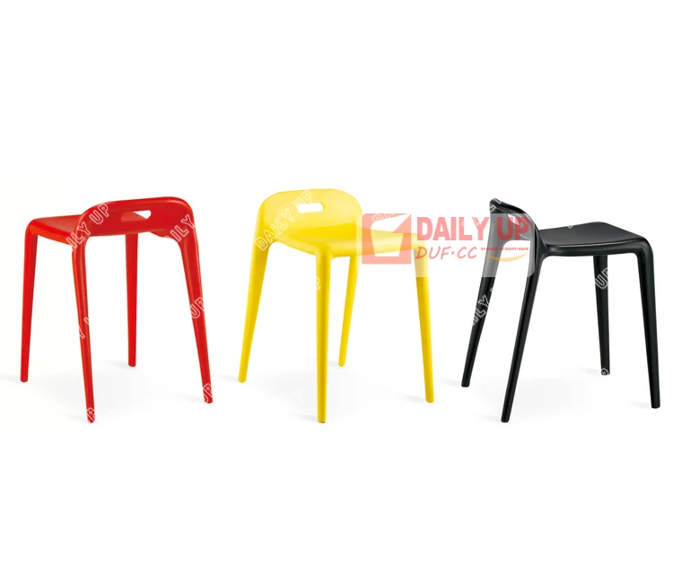 Stackable Plastic Backless Chair Modern Style Luxury French Dining Chair Durable Household Living Room Kitchen Chair