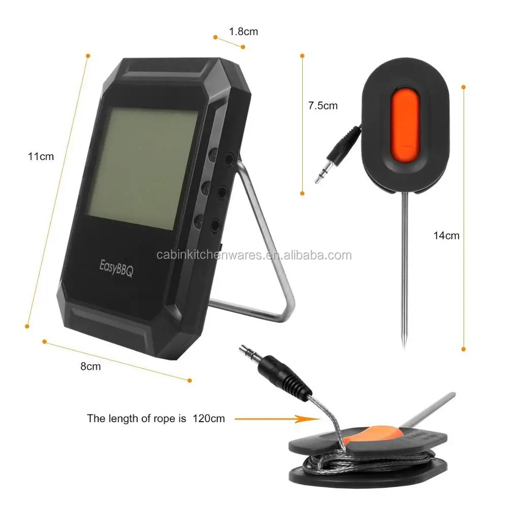 Bluetooth Digital Cooking Kitchen Food Meat Thermometer with Alarm Monitored by iPhone & Android APP Supports 6 Probes for Smoke