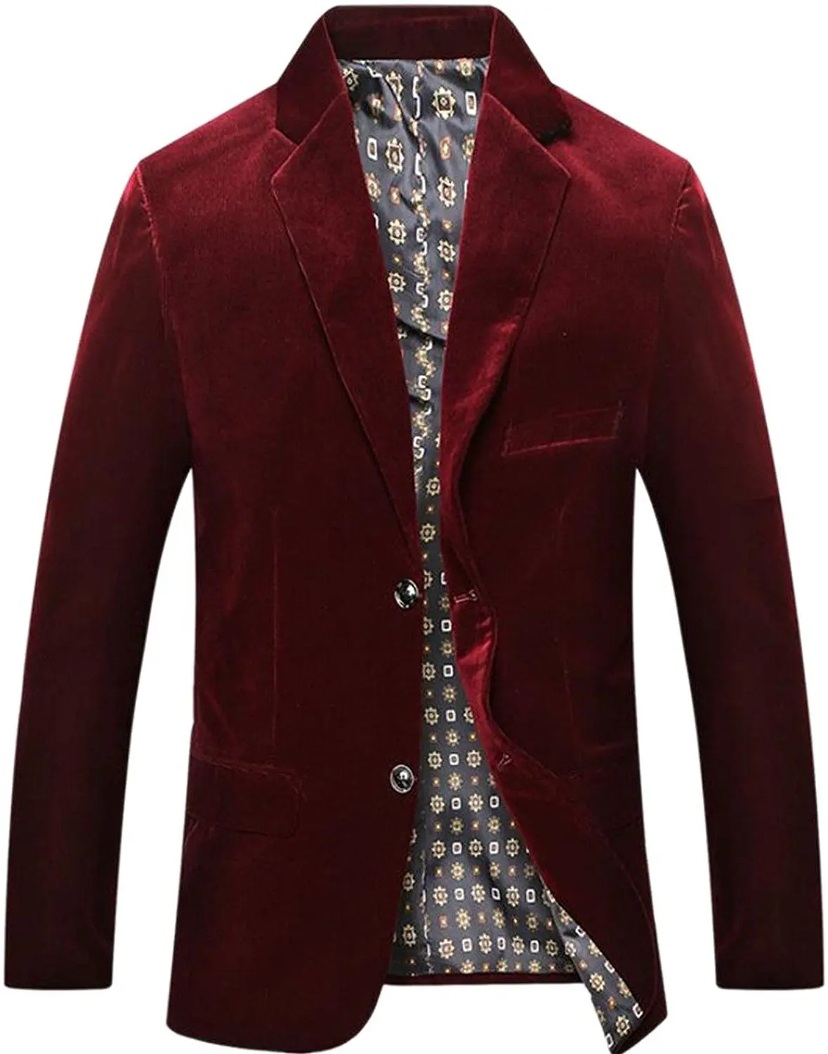 YUNY Womens Formal Slim Casual Check Blazer Jacket with Pockets Wine Red L