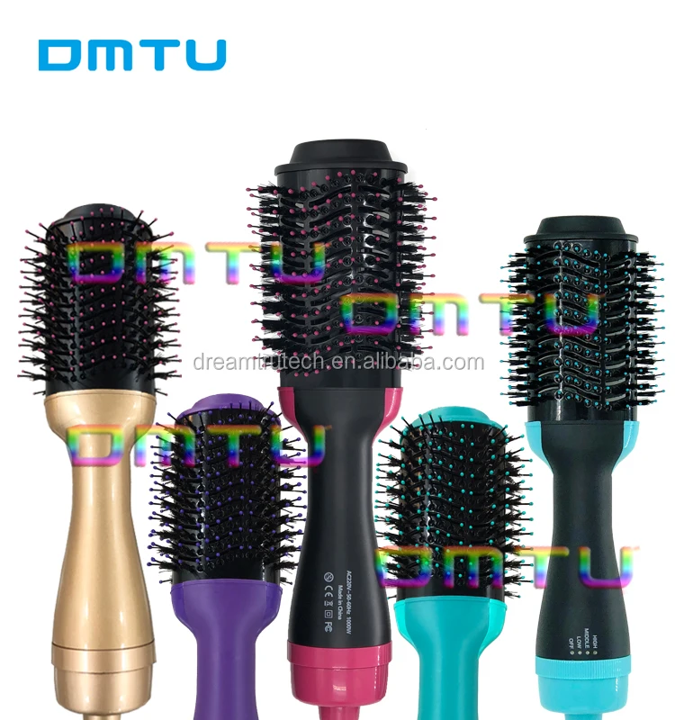 

DMTU Straightener Curler Brush 2 In 1 Hot Air Rotating One Step Hair Dryer, Blue (customized as you request)