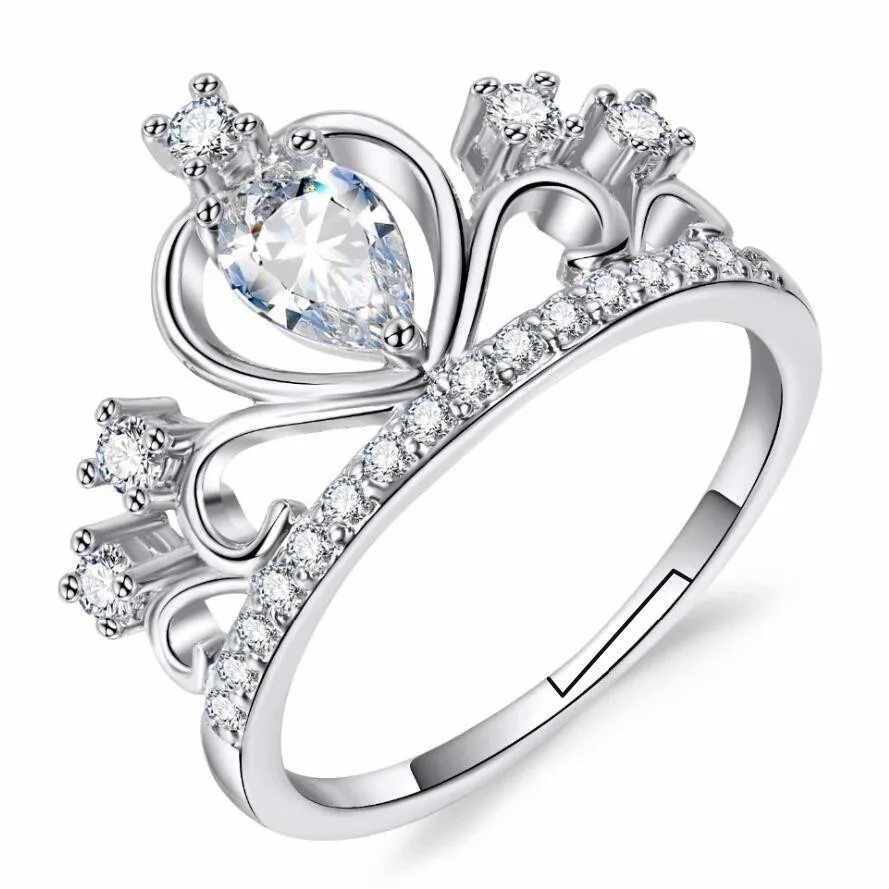 

Large drops of zircon crown ring wedding ring Adjustable size ring