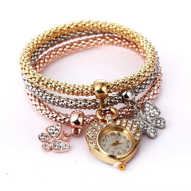 

2019 Fashion Alloy Bracelet Watch New Hot Ladies Elephant Love Crown Quartz Watch Ladies, As shown