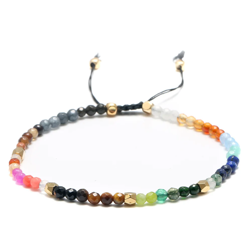 

Fashion custom lucky stone 3MM seven chakra jewelry beaded constellationl bracelet