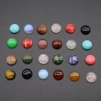 

12mm 14Natural Semi-Gemstone round Cabochon mixed stone Flatback Oval Cut Loose Beads DIY Jewelry accessories handmade