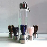 

Ronya high borosilicate 550ml glass bottle angel infused crystal water bottle