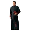 Clergy Robe Solid White/White Piping Full Length Preacher Cassock