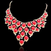 

China factory supply fully stocked women crystal gold bead necklace