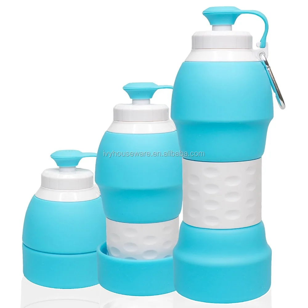 

580ML silicone water bottle collapsible with pocked-sized travel water bottle, Red;green;blue;orange