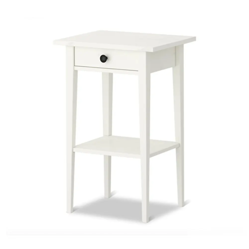 PM-Nightstands Bedside Cabinet European Solid Wood Bedside Cabinet Bedroom Bedside Table Bedside Cabinet Lockers (Color : White)