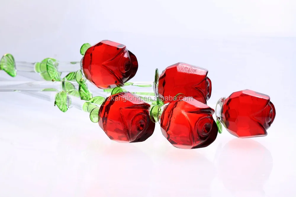 Long Stem Glass Rose Flowers Color Sprayed/home Normal Decoration Buy