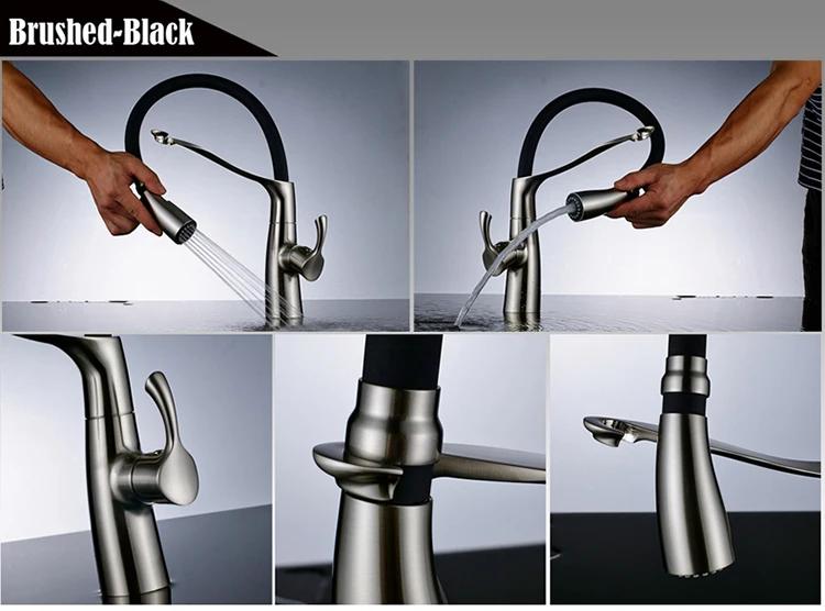 Single Lever Kitchen Long Neck Brass Faucet One Hole Deck Mounted Bathroom Mixer Tap Crane Dual