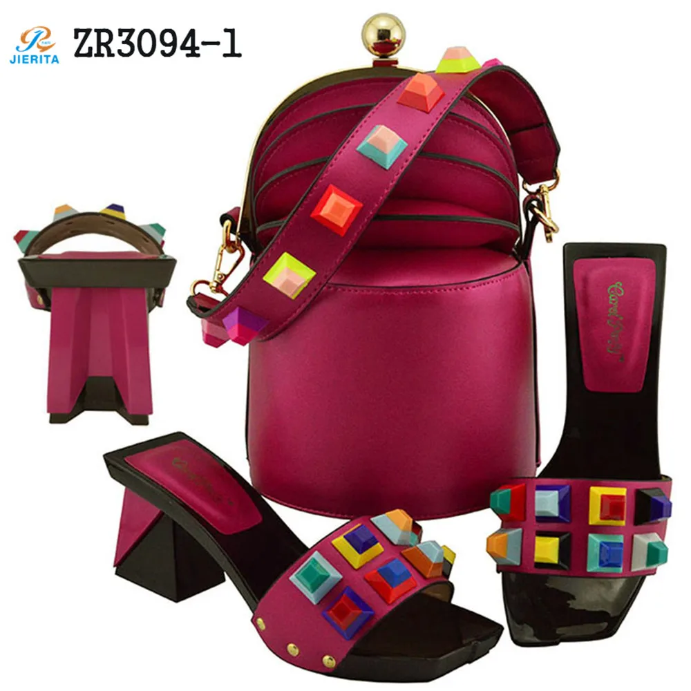 

ZR3094-1 beautiful color china factory supplier Ladies genuine leather high heel shoe matching bag wedding dress shoe 2019, Yellow