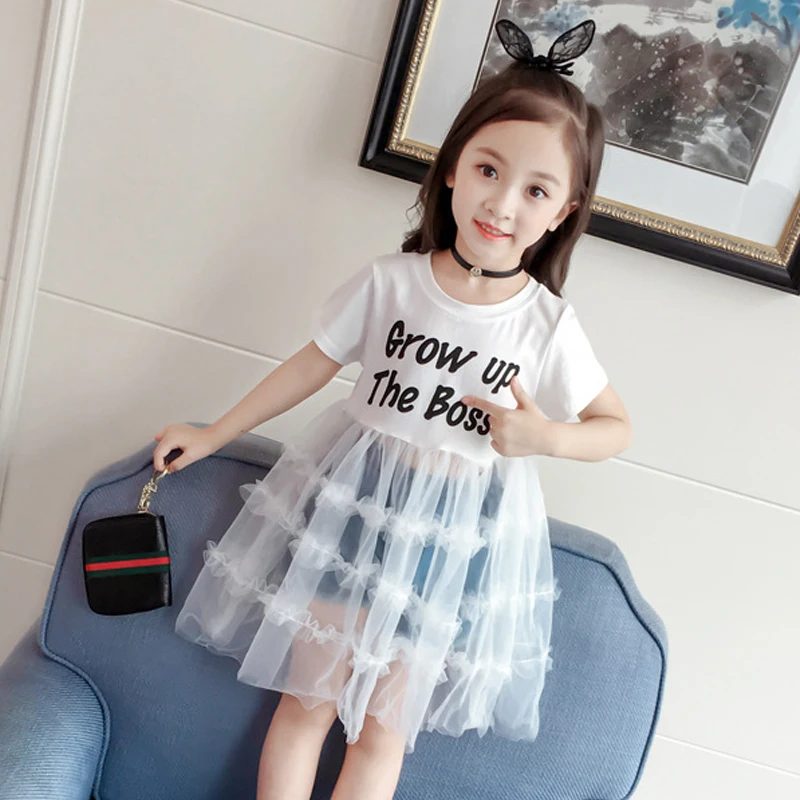 

New Arrival Latest Design Summer Cute Casual Baby Girl Dress Skirt Kids Clothing Letter Print Children Girl Dress, White black