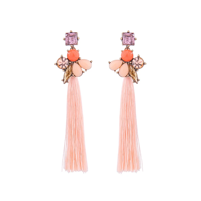 

ed00340c Nobel Earrings With Tassel For Girls Summer 2018, Pink Tassel Earring, As picture