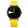 Women Watch Creative Rotate Wristwatch Yellow Leather Band Quartz Wristwatches Lady Clock Reloj Mujer
