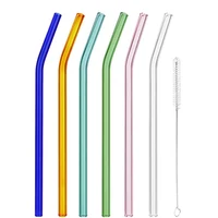 

Amazon Top Seller Fashion Coffee Straight Bent Reusable Drinking Fruit Juice Straws Birthday Color Transparent Glass Straw