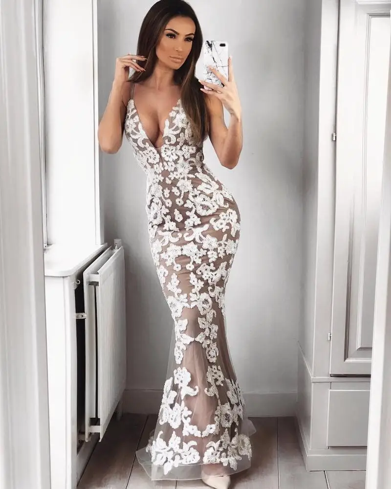

2018 New Summer Fashion Backless Sexy Wedding Mermaid Cocktail Long Party Evening Dress, N/a