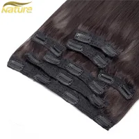 

Naturehere unprocessed 100% indian virgin human hair 20" seamless dark brown easy clip in hair extensions