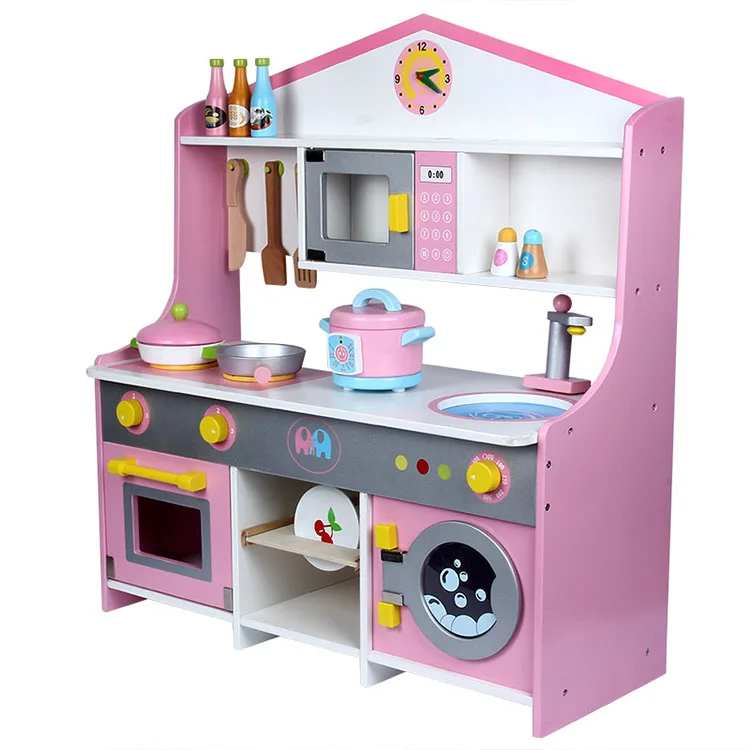Big Play Kitchen Pretend Play Cooking Role Play Set Toy Wooden Kitchen