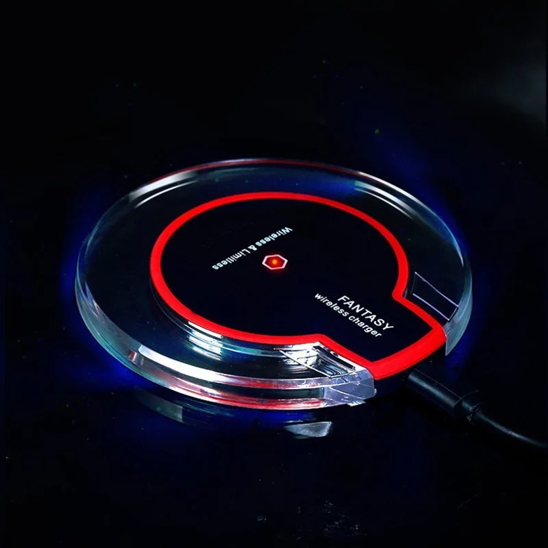 2018 new QI fast wireless charger for iPhone x and Samsung Crystal LED wireless charger