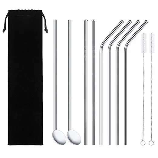 

reusable straws dishwasher safe Set of 8 10.5 Stainless Steel Anti-Scratch Metal Straws, Customized