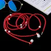 New creative handmade pearl necklace earphones heavy bass phone headset factory direct sale