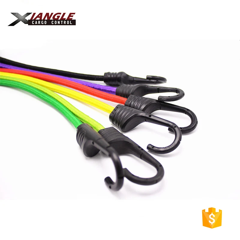 thumbnail image 2 of Heavy Duty Bungee Cords With Steel Hooks - Adjustable 60" Inches Long, Woven Polyester Thick Strap, Luggage Rope For Securing Home Stuff On Rack, Hand Cart, Bikes - By RamPro 2 of 9