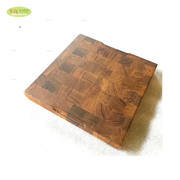 

End grain teak wood cutting board handle / kitchen use wooden chopping board with juice groove