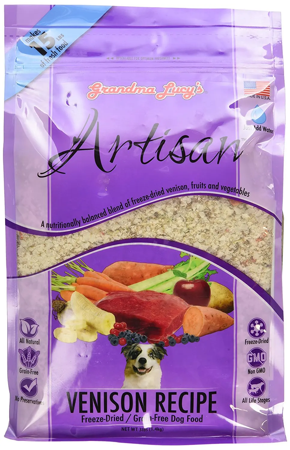 Grandma Lucy's Freeze-Dried Grain-Free Pet Food: Artisan Venison 3lbs