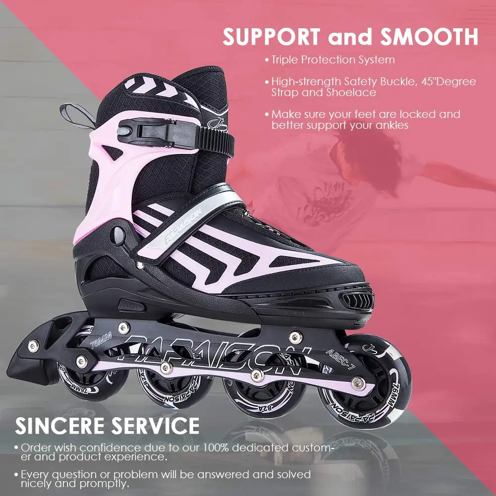 Papaison Patins Inline Roller Creme Ajustavel- Base Aluminio Abec-7 4 ...