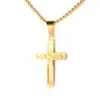 18K Gold Stainless Steel God Is Infinite Cross Jesus Necklace Chain Bible Christ Necklace Child Of God Jewelry Double Layer