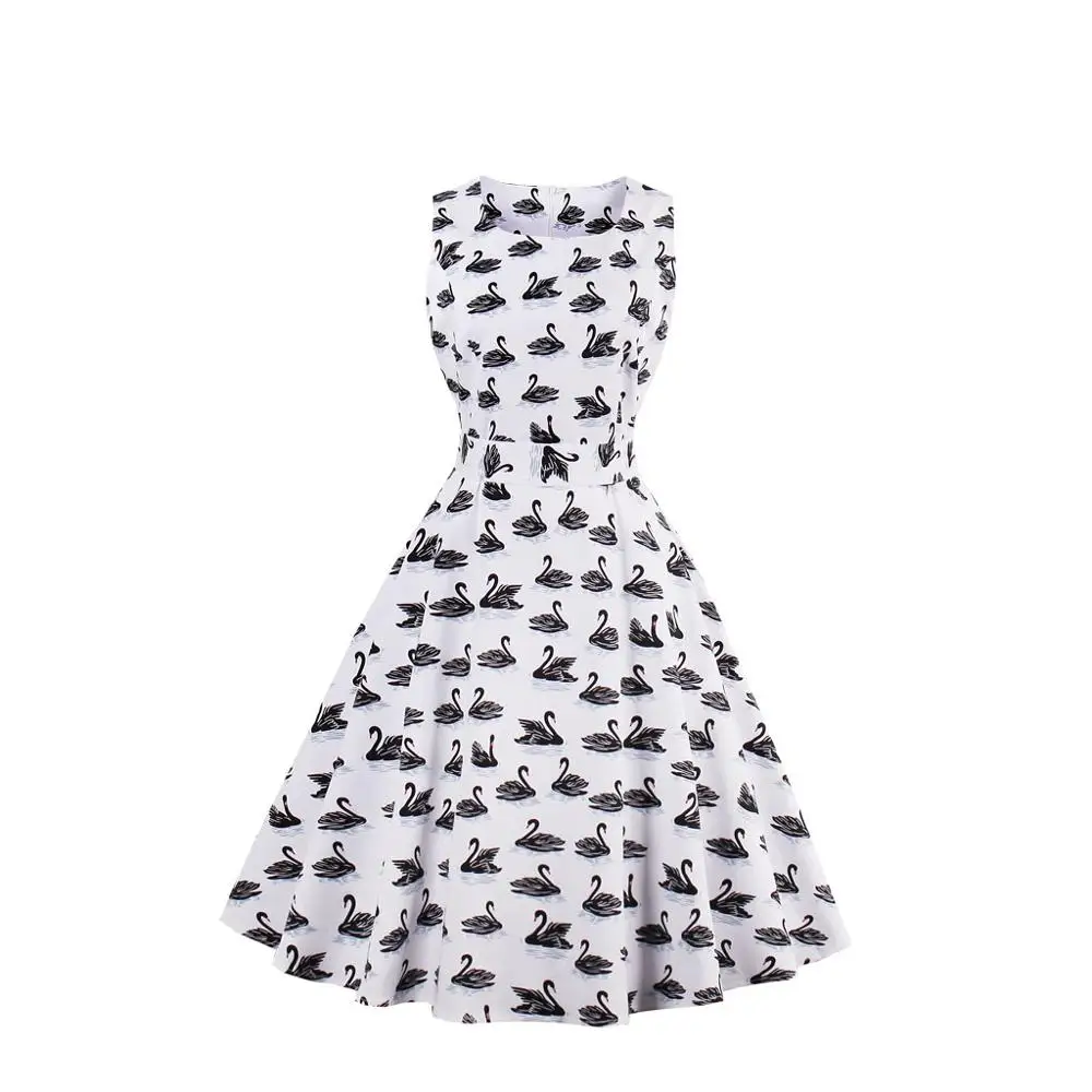 

2018 Floral Print Dress Women 2018 Vintage Elegant Swing Rockabilly Party dress s-4xl, N/a
